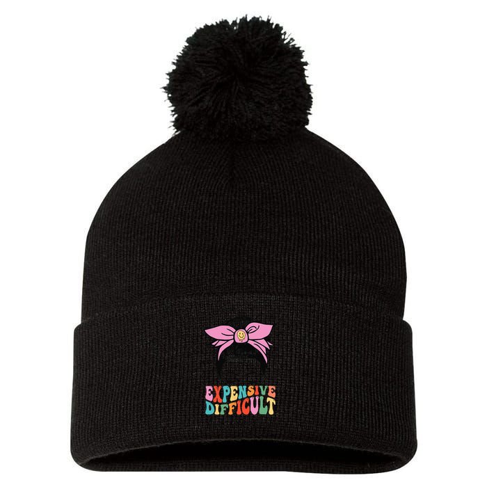 Expensive Difficult And Talks BacK Mother's Day Messy Bun Pom Pom 12in Knit Beanie