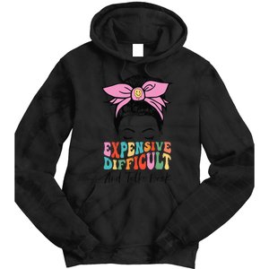 Expensive Difficult And Talks BacK Mother's Day Messy Bun Tie Dye Hoodie