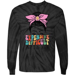 Expensive Difficult And Talks BacK Mother's Day Messy Bun Tie-Dye Long Sleeve Shirt