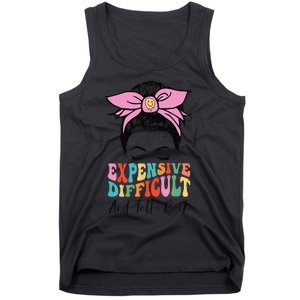 Expensive Difficult And Talks BacK Mother's Day Messy Bun Tank Top