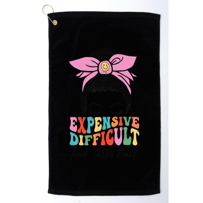 Expensive Difficult And Talks BacK Mother's Day Messy Bun Golf Towel
