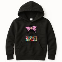 Expensive Difficult And Talks BacK Mother's Day Messy Bun Kids Hoodie