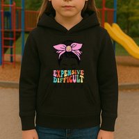 Expensive Difficult And Talks BacK Mother's Day Messy Bun Kids Hoodie