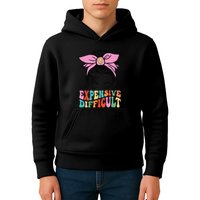 Expensive Difficult And Talks BacK Mother's Day Messy Bun Kids Hoodie
