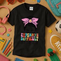 Expensive Difficult And Talks BacK Mother's Day Messy Bun Kids T-Shirt