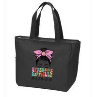Expensive Difficult And Talks BacK Mother's Day Messy Bun Zip Tote Bag
