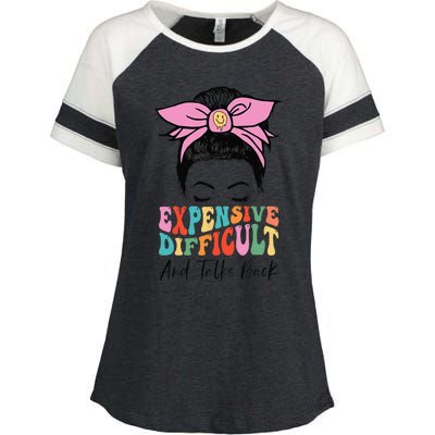 Expensive Difficult And Talks BacK Mother's Day Messy Bun Enza Ladies Jersey Colorblock Tee