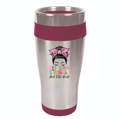 Expensive Difficult And Talks BacK Mother's Day Messy Bun 16oz Travel Tumbler