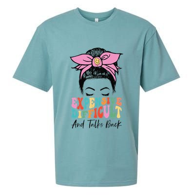 Expensive Difficult And Talks BacK Mother's Day Messy Bun Sueded Cloud Jersey T-Shirt