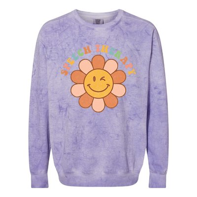 Everyone Deserves A Voice Speech Therapy Love Flowers Retro Colorblast Crewneck Sweatshirt