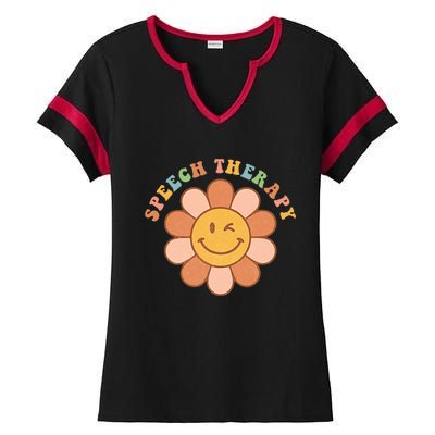 Everyone Deserves A Voice Speech Therapy Love Flowers Retro Ladies Halftime Notch Neck Tee