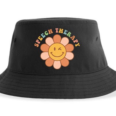 Everyone Deserves A Voice Speech Therapy Love Flowers Retro Sustainable Bucket Hat