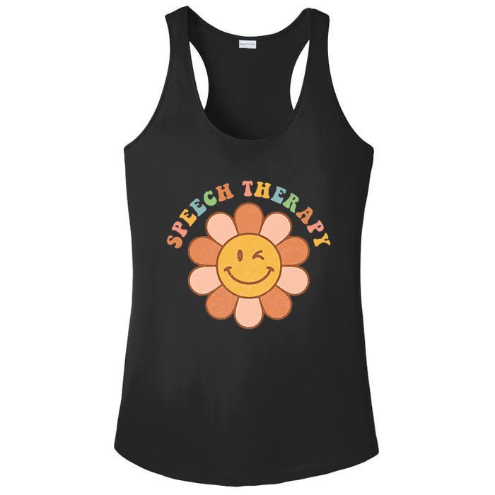 Everyone Deserves A Voice Speech Therapy Love Flowers Retro Ladies PosiCharge Competitor Racerback Tank