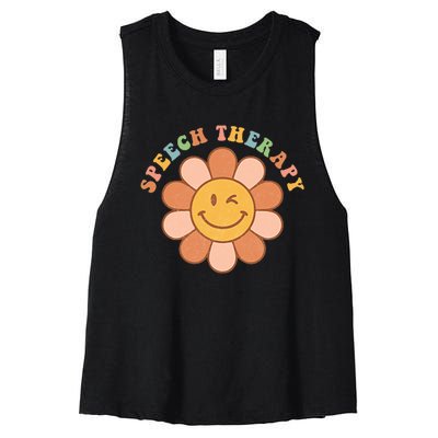 Everyone Deserves A Voice Speech Therapy Love Flowers Retro Women's Racerback Cropped Tank