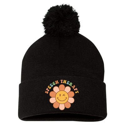 Everyone Deserves A Voice Speech Therapy Love Flowers Retro Pom Pom 12in Knit Beanie