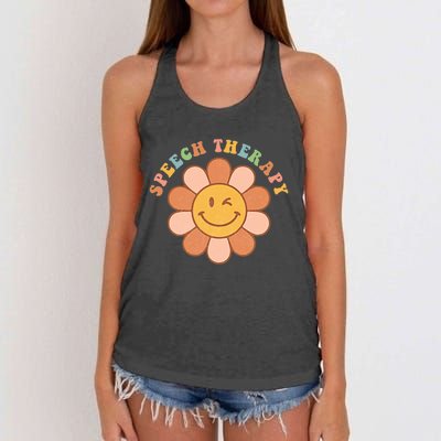 Everyone Deserves A Voice Speech Therapy Love Flowers Retro Women's Knotted Racerback Tank