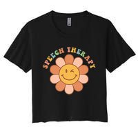 Everyone Deserves A Voice Speech Therapy Love Flowers Retro Women's Crop Top Tee