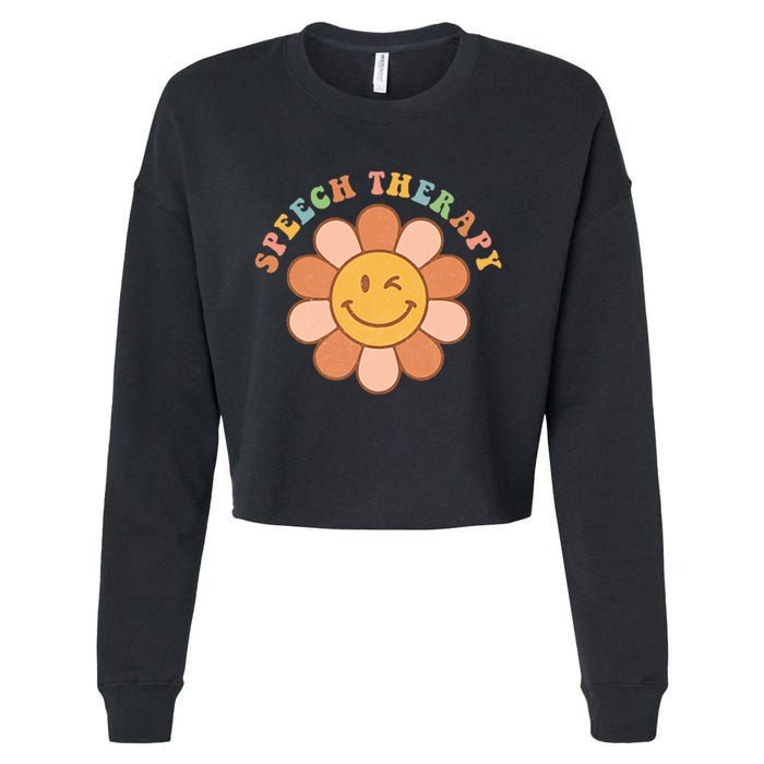 Everyone Deserves A Voice Speech Therapy Love Flowers Retro Cropped Pullover Crew