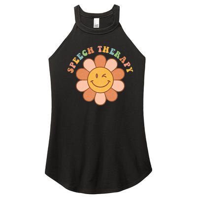 Everyone Deserves A Voice Speech Therapy Love Flowers Retro Women's Perfect Tri Rocker Tank