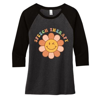 Everyone Deserves A Voice Speech Therapy Love Flowers Retro Women's Tri-Blend 3/4-Sleeve Raglan Shirt