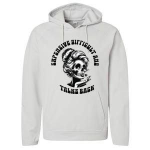 Expensive Difficult And Talks Back Messy Bun Performance Fleece Hoodie