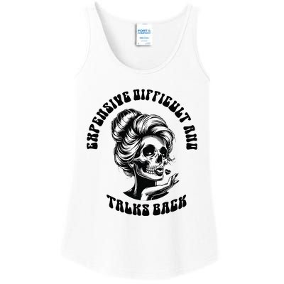 Expensive Difficult And Talks Back Messy Bun Ladies Essential Tank