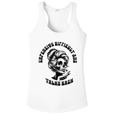 Expensive Difficult And Talks Back Messy Bun Ladies PosiCharge Competitor Racerback Tank