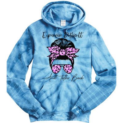 Expensive Difficult And Talks Back Messy Bun Leopard Pattern Tie Dye Hoodie