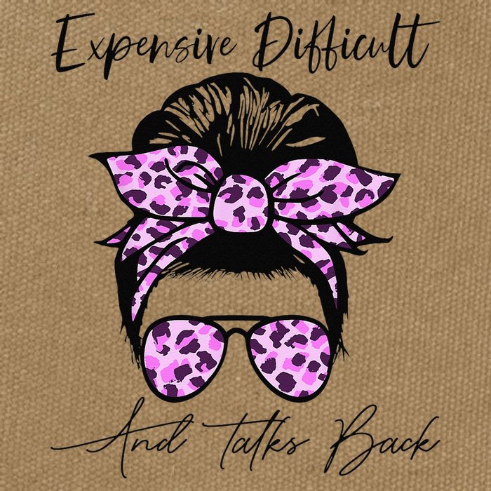 Expensive Difficult And Talks Back Messy Bun Leopard Pattern Cotton Canvas Backpack