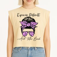Expensive Difficult And Talks Back Messy Bun Leopard Pattern Garment-Dyed Women's Muscle Tee