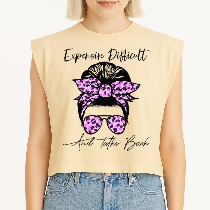 Expensive Difficult And Talks Back Messy Bun Leopard Pattern Garment-Dyed Women's Muscle Tee