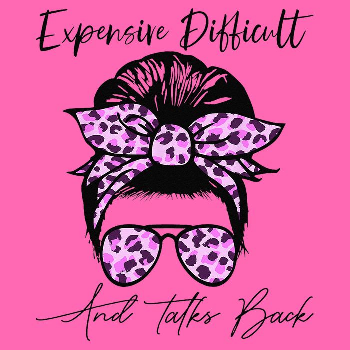 Expensive Difficult And Talks Back Messy Bun Leopard Pattern Stripe Pom Pom Beanie