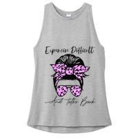 Expensive Difficult And Talks Back Messy Bun Leopard Pattern Ladies PosiCharge Tri-Blend Wicking Tank