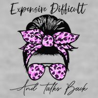 Expensive Difficult And Talks Back Messy Bun Leopard Pattern Ladies PosiCharge Tri-Blend Wicking Tank