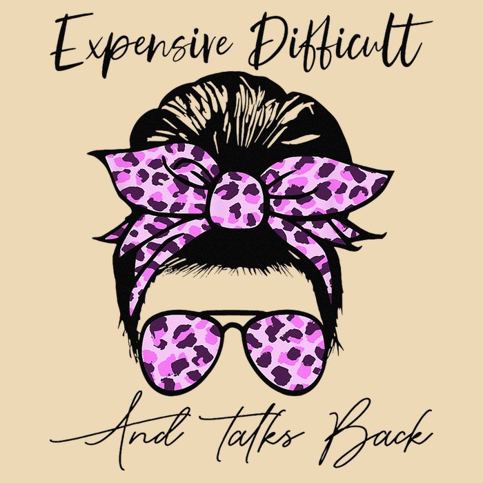 Expensive Difficult And Talks Back Messy Bun Leopard Pattern Zip Tote Bag