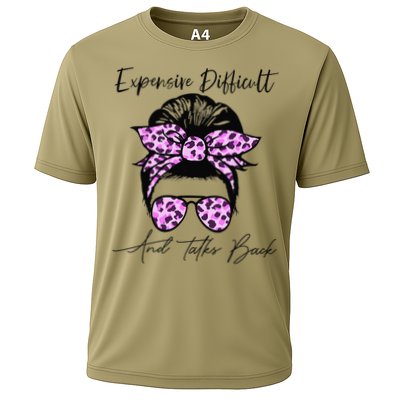 Expensive Difficult And Talks Back Messy Bun Leopard Pattern Performance Shirt