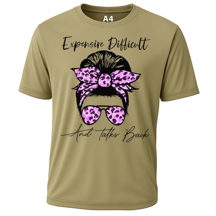 Expensive Difficult And Talks Back Messy Bun Leopard Pattern Performance Shirt