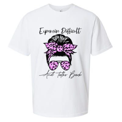 Expensive Difficult And Talks Back Messy Bun Leopard Pattern Sueded Cloud Jersey T-Shirt