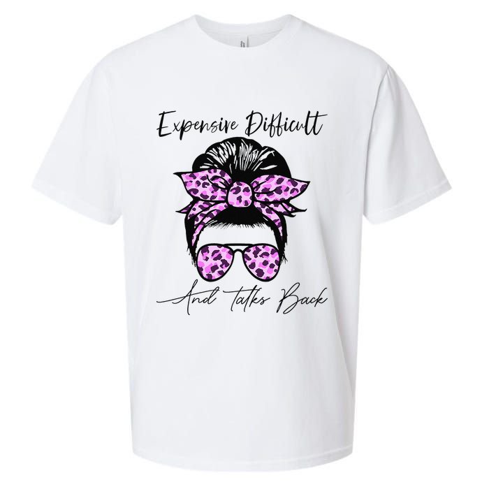Expensive Difficult And Talks Back Messy Bun Leopard Pattern Sueded Cloud Jersey T-Shirt