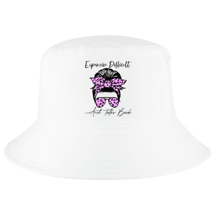 Expensive Difficult And Talks Back Messy Bun Leopard Pattern Cool Comfort Performance Bucket Hat