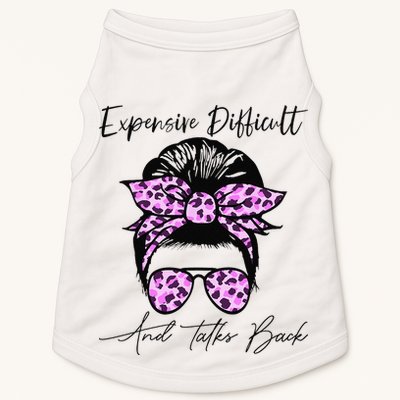 Expensive Difficult And Talks Back Messy Bun Leopard Pattern Doggie Tank