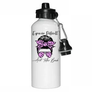 Expensive Difficult And Talks Back Messy Bun Leopard Pattern Aluminum Water Bottle