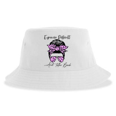 Expensive Difficult And Talks Back Messy Bun Leopard Pattern Sustainable Bucket Hat