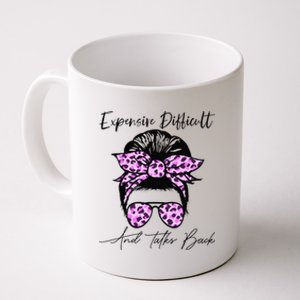 Expensive Difficult And Talks Back Messy Bun Leopard Pattern Coffee Mug