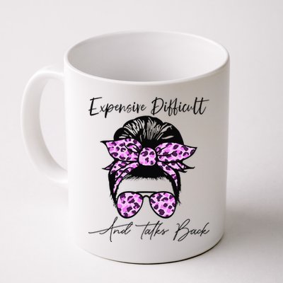 Expensive Difficult And Talks Back Messy Bun Leopard Pattern Mug