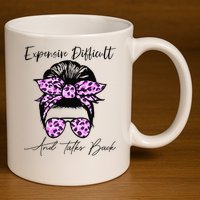 Expensive Difficult And Talks Back Messy Bun Leopard Pattern 11oz C Handle Ceramic Mug