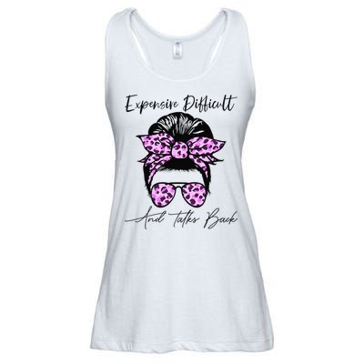 Expensive Difficult And Talks Back Messy Bun Leopard Pattern Ladies Essential Flowy Tank