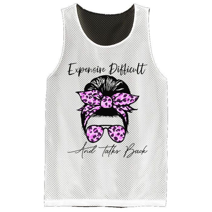 Expensive Difficult And Talks Back Messy Bun Leopard Pattern Mesh Reversible Basketball Jersey Tank