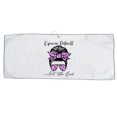 Expensive Difficult And Talks Back Messy Bun Leopard Pattern Large Microfiber Waffle Golf Towel