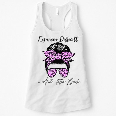 Expensive Difficult And Talks Back Messy Bun Leopard Pattern Womens Tank Top
